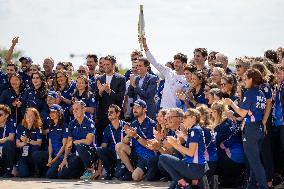 Paris 2024 - Olympic Torch Relay At Trocadero - Paris