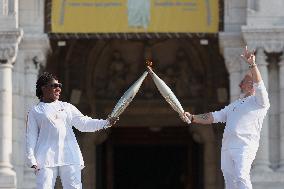 Paris 2024 - Olympic Torch Relay At Sacre-Coeur - Paris