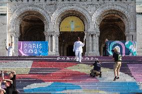 Paris 2024 - Olympic Torch Relay At Sacre-Coeur - Paris