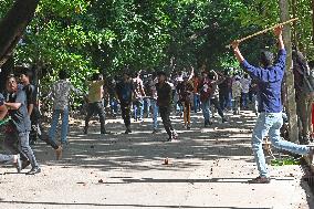 Clash Between Quota Protesters In Dhaka