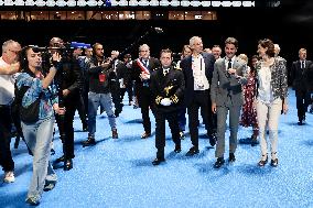 Gabriel Attal on visit at Paris La Defense Arena - Nanterre