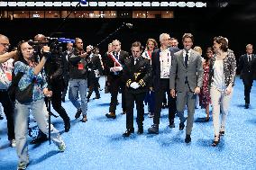 Gabriel Attal on visit at Paris La Defense Arena - Nanterre