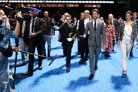 Gabriel Attal on visit at Paris La Defense Arena - Nanterre