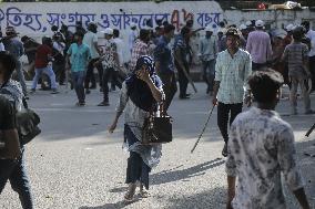 Clash Between Quota Protesters In Dhaka