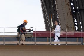 Olympic Torch Relay on the Eiffel Tower - Paris