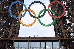 Olympic Torch Relay on the Eiffel Tower - Paris