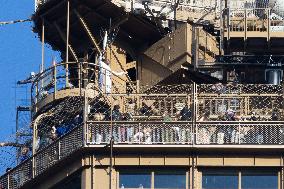 Olympic Torch Relay on the Eiffel Tower - Paris