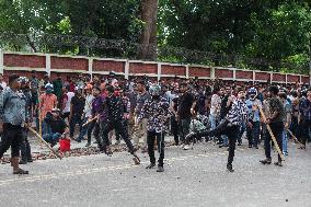 Clash Between Bangladesh Chhatra League And Quota Protesters In Dhaka University