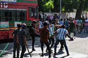 Clash Between Quota Protesters In Dhaka.