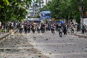 Clash Between Quota Protesters In Dhaka.