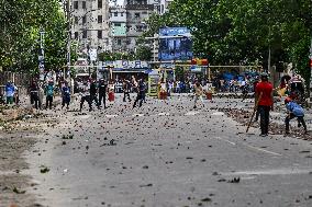 Clash Between Quota Protesters In Dhaka.