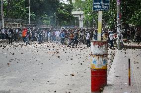 Clash Between Quota Protesters In Dhaka.