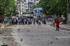 Clash Between Quota Protesters In Dhaka.