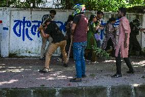 Clash Between Quota Protesters In Dhaka.