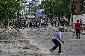 Clash Between Quota Protesters In Dhaka.