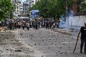 Clash Between Quota Protesters In Dhaka.