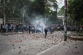 Clash Between Quota Protesters In Dhaka.