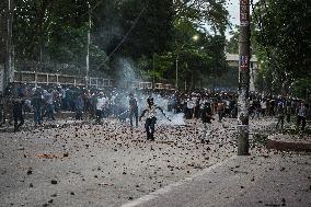 Clash Between Quota Protesters In Dhaka.