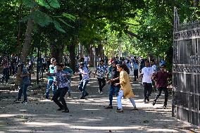 Clash Between Quota Protesters In Dhaka.