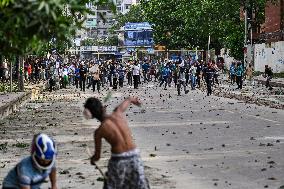 Clash Between Quota Protesters In Dhaka.