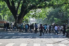 Clash Between Quota Protesters In Dhaka.