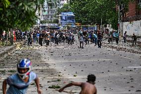 Clash Between Quota Protesters In Dhaka.