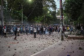 Clash Between Quota Protesters In Dhaka.