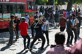 Clash Between Quota Protesters In Dhaka.