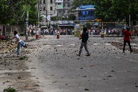 Clash Between Quota Protesters In Dhaka.