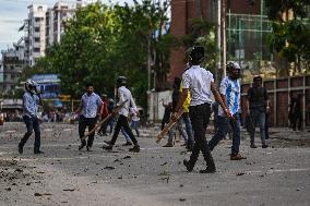 Clash Between Quota Protesters In Dhaka.