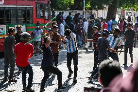 Clash Between Quota Protesters In Dhaka.