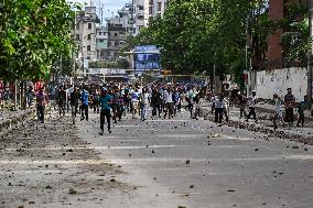 Clash Between Quota Protesters In Dhaka.