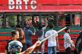 Clash Between Quota Protesters In Dhaka.