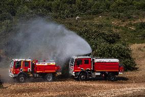 Bouches-Du-Rhone Firefighters Training In Coudoux