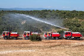 Bouches-Du-Rhone Firefighters Training In Coudoux