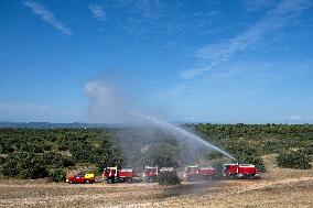 Bouches-Du-Rhone Firefighters Training In Coudoux