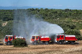 Bouches-Du-Rhone Firefighters Training In Coudoux