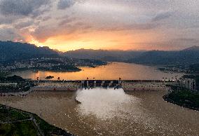 Three Gorges Dam Discharge Water in Yichang