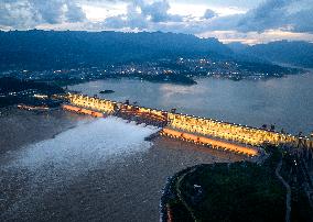 Three Gorges Dam Discharge Water in Yichang