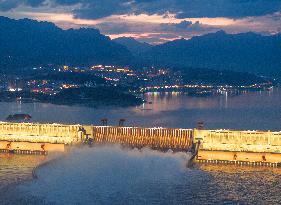 Three Gorges Dam Discharge Water in Yichang