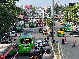 Heavy Traffic In Thiruvananthapuram, Kerala, India