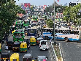 Heavy Traffic In Thiruvananthapuram, Kerala, India