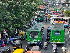 Heavy Traffic In Thiruvananthapuram, Kerala, India