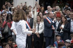 Paris 2024 - Olympic Torch Relay At Paris City Hall