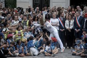 Paris 2024 - Olympic Torch Relay At Paris City Hall