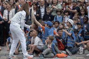 Paris 2024 - Olympic Torch Relay At Paris City Hall