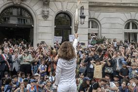 Paris 2024 - Olympic Torch Relay At Paris City Hall