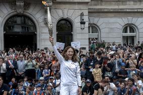 Paris 2024 - Olympic Torch Relay At Paris City Hall