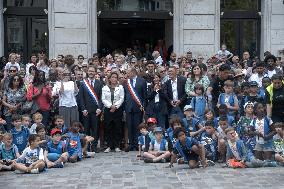 Paris 2024 - Olympic Torch Relay At Paris City Hall