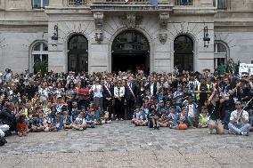 Paris 2024 - Olympic Torch Relay At Paris City Hall